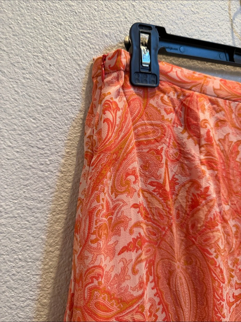 Banana Republic Women’s Coral & Orange Paisley High-Low Ruffle Skirt 100% Silk